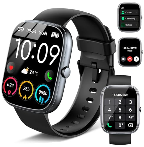 Smartwatch Uomo Donna,1.96HD Orologio Fitness Tracker con Chiamate Bluetooth,Notifiche Whatsapp/112+Sportive/Contapassi/Sonno/Cardiofrequenzimetro, Impermeabile IP68 Smart Watch per iOS Android Nero