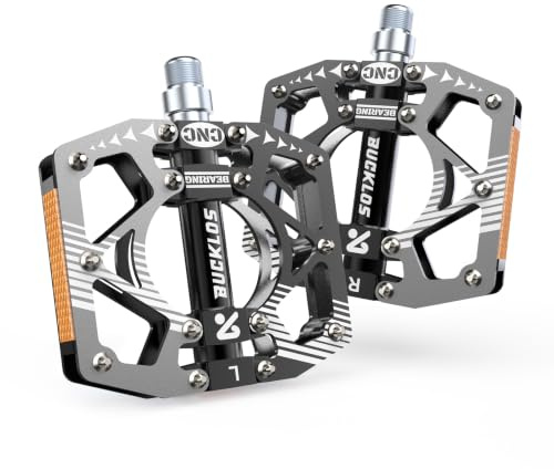 AEYINO Aluminum Flat Bike Pedals with Sealed Bearings - 9/16 | Anti-slip grip pins, smooth sealed cartridge bearings, lightweight aluminum, 9/16 spindle for MTB, BMX & road bikes