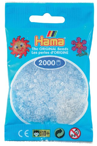 Hama Perlen 501-19 - Mini-Perlen 2000 Stück transparent/weiß