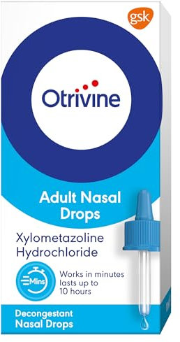 Otrivine Decongestant Adult Nasal Drops for Blocked Nose Relief in Cold and Flu, 10 ml