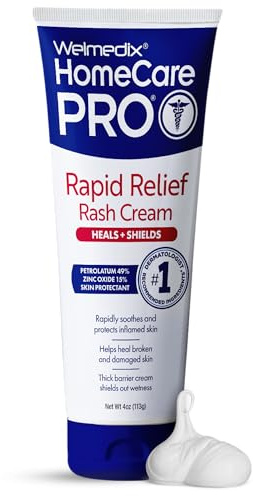 Welmedix Adult Diaper Rash Cream - Zinc Oxide Cream & Moisturizing Skin Barrier Cream, Maximum Strength Diaper Rash Cream for Adults, Skin Protection Ointment - 4oz
