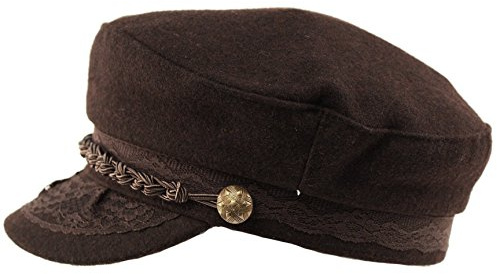 Epoch hats Men's Greek Fisherman Sailor Fiddler Winter Wool Driver Hat Flat Cap (S/M, Brown)