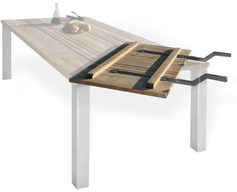 Matahari Ansteckplatte für Gartentisch Serie Phönix Teakholz/Edelstahl 60x96 cm, ST-EXT1