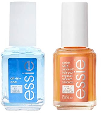 Essie Kit con Base e Top Coat All-in-One & Olio per Unghie e Cuticole, Per Unghie Sane e dal Colore che Dura a Lungo, Risultato professionale fino a 12 Giorni, 13,5 ml+13,5 ml