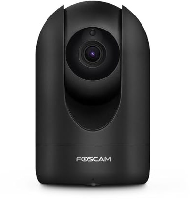 FOSCAM - R4MN - Telecamera IP da interno motorizzata 4MP Nero - Telecamera Wi-FI con controllo e pilotaggio a distanza 24/7 - Rilevamento movimento e allarme Push