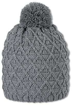 Sterntaler Baby - Mädchen Mütze Baby Bommelstrickmütze Raute, hellgrau, 55