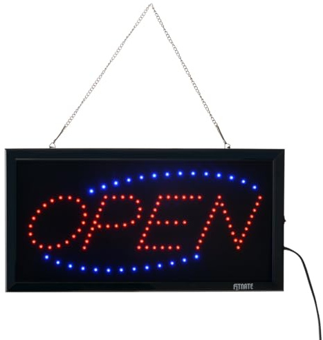 FITNATE NEON Letrero Abierto de Neón LED, Letrero Luminoso LED Abierto, Dos Modos de Luz Intermitente y Constante, para Negocios, Paredes, Escaparates, Tiendas, Bares, Hoteles, 25 x 48 cm