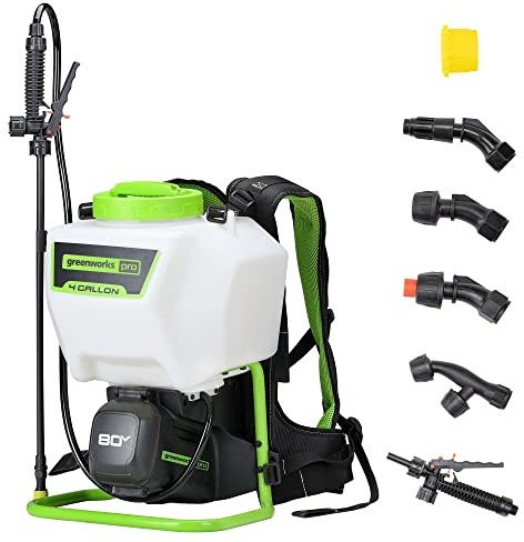 Greenworks 80V 4 Gallon Battery Powered Backpack Sprayer with 5 Tips, 70PSI Pressure-Weed Killer, Pest Control, Sanitizing & Garden Spraying, Cordless High-Pressure Sprayer Commercial Use, Tool Only