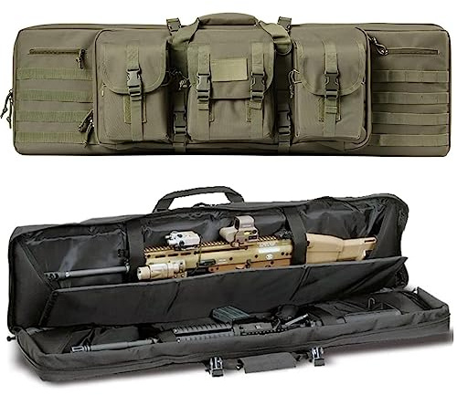 ACEXIER Double Sac de Fusil rembourré Carabine verrouillable Long Rifle Bag Sac à Dos Sac à Dos Sac d’Arme à feu pour Chasse Champ de tir Transport d’Armes à feu avec système Molle (Green,42inches)