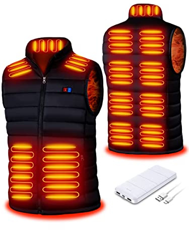 Warmy Heated Gilet for Men, Electric Heated Vest with 13 Heating Zones, Rechargeable Heated Vest 3 Heating Levels Heated Body Warm Jacket for Outdoor Sking Hunting Hiking Camping(XL)