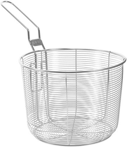 PRETYZOOM Stainless Steel Frying Basket 10.23X6.10X4.72In Deep Wire Mesh Strainer Spoon with Foldable Handle for Kitchen Cooking Pasta Noodles and Food Straining