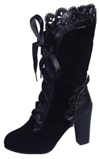 Agiyenna Bottes Victoriennes Pointues Pour Femme Bottines Gothiques Punk En Cuir Pu Vintage Bottines Avec Fermeture Éclair Talon Bas Bottes De Costume De Fête