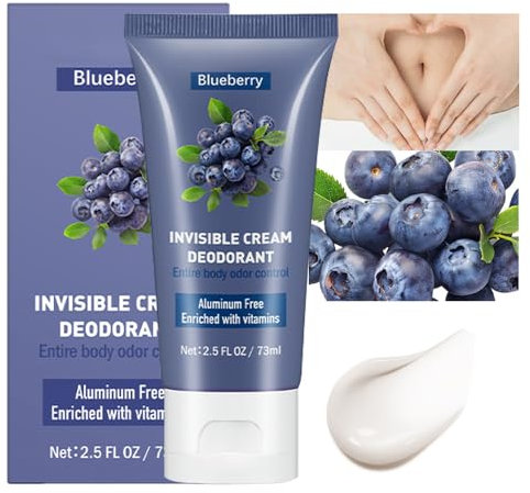 Wenrny Deodorant Cream for Women,72 Hour Odor Control,Fruit Scent Women Whole Body Deodorant,73ml Aluminum Free Invisible Cream Deodorant,All Day Odor Control,Female Full Body Deodorant (blueberries)