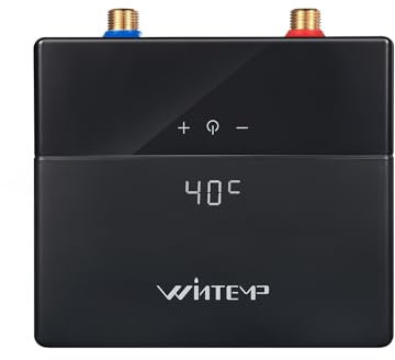 Durchlauferhitzer 230v, WINTEMP 5.5 kW Black, Durchlauferhitzer Küche, LED-Temperaturanzeige - Sofort heißes Wasser, Ohne Stecker
