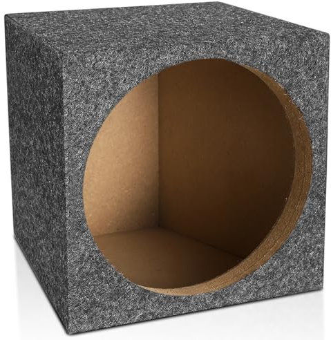 Suacopzar Box subwoofer per auto da 25,4 cm, scatola scaricata in moquette grigia, box subwoofer standard standard per cabina, subwoofer con rivestimento in cotone fonoassorbente e finitura in