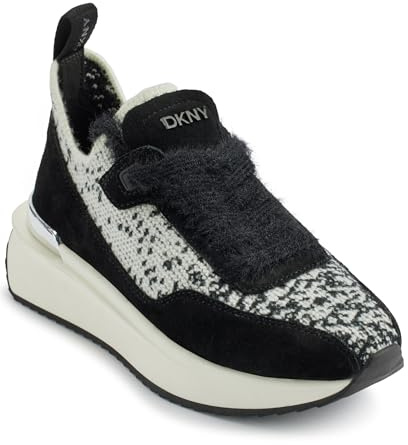DKNY Women's Aveline-Lace Up Sneaker, Black Off White, 38 EU