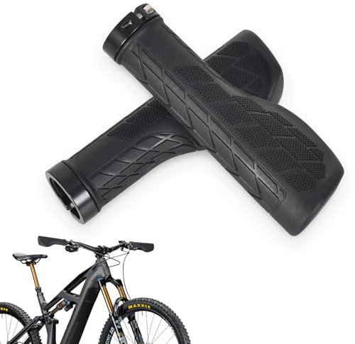 Lenkergriffe Fahrrad, Fahrradgriffe Ergonomisch, 22mm Fahrrad Griffe/Lenkergriffe mit Aluminium-Doppel-Lock-On-Design, Rutschfester Fahrrad Griffe (Zwei Lang)