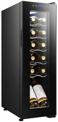 Cecotec Getränkekühlschrank - 12 Flaschen Bolero GrandSommelier 1250 CoolCrystal Compressor. Freistehend, Einstellbare Temperatur von 8-18°C, Touchpanel, LED und Holzregale
