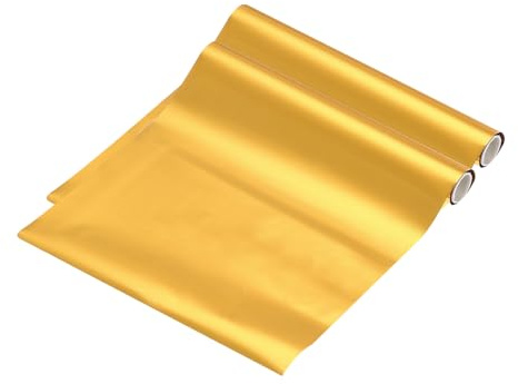 QUARKZMAN Lot de 2 rouleaux de film de transfert métallique - 15 cm x 300 cm - Papier décoratif - Feuilles de transfert pour stylo à film chaud - Scrapbooking - Transfert de chaleur - Doré