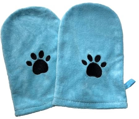 Penny & Niko Microfiber Pet Towel Mitts - Paw Cleaning and Drying Mitts/Gloves for Dogs and Cats (Sky Blue, Standard - 2 Pack)