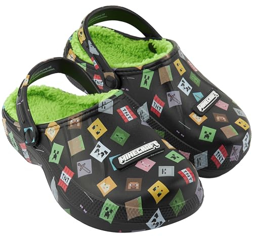 Get Trend Minecraft Zuecos Niño Invierno Forrados, Zapatillas de Casa con Pelo Suave, Clogs Antideslizantes, Regalos para Niños (38/39 EU, Multi Minecraft)
