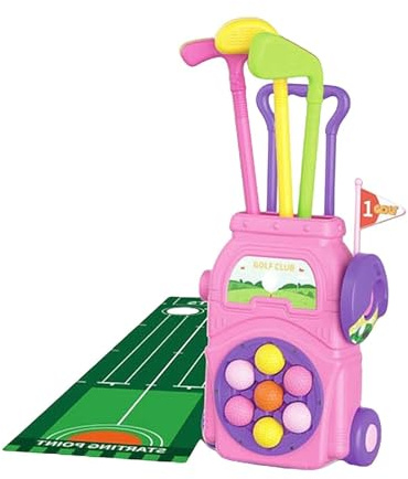 HuadaXtai Club de Golf Set pour Les Enfants, Le Développement Des Compétences, L'équipement de pour Les Tout-petits âgés de 3 à 6 Ans, Rose