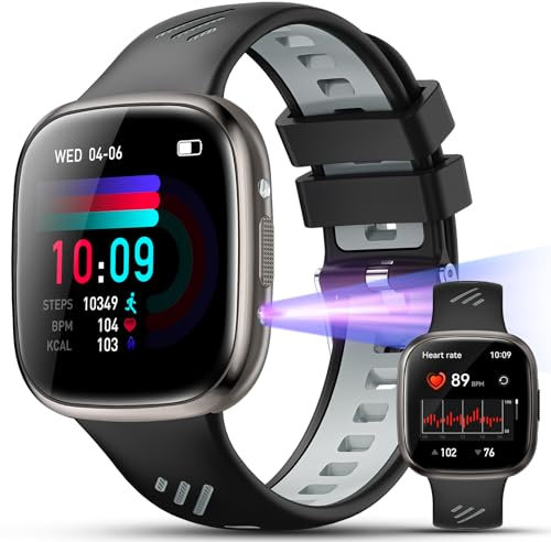 YUPENG Smartwatch con Pressione Sanguigna, 1,72 Orologio Fitness con Funzione Telefono, 24H Monitor Sonn/SpO2/Cardiofrequenzimetro/Torcia/Lampada UV, 100+ Sport, IP68 iOS Android