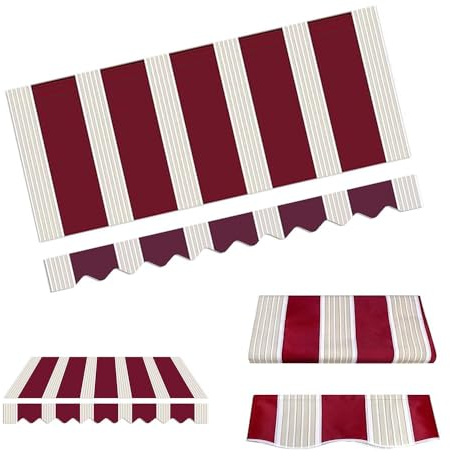 YCBTPS Tenda da Sole Retrattile Tessuto di Ricambio 250x200 300x250cm, Telo per Tenda da Sole in Poliestere, Telo Parasole Copertura di Ricambio(Red,12x6.5ft/3.5x2m)