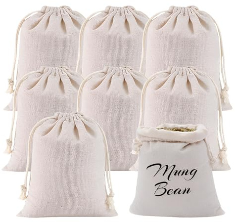 HMCEY 8 Piezas Bolsas de Algodón con Cordón 20 x 30 cm, Bolsitas de Tela Pequeñas, Saquitos de Tela para Regalos,Bolsas Telas Reutilizable,Bolsa Yute Manualidades,Bolsa para Joyería,Saco de Caramelos