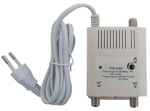 WEB Amplificatore Antenna TV Interno STA-102G – 1 Ingresso 2 Uscite – Guadagno Regolabile 8-23dB – Filtro LTE/5G – Potenziatore Segnale Digitale VHF/UHF 220V