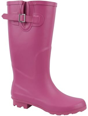 A2Z Botas de agua de tacón ancho para mujer, de goma, impermeables, con hebilla ajustable, botas de agua a media pantorrilla, cómodas, duraderas, para exteriores, para jardín, festival, calzado de