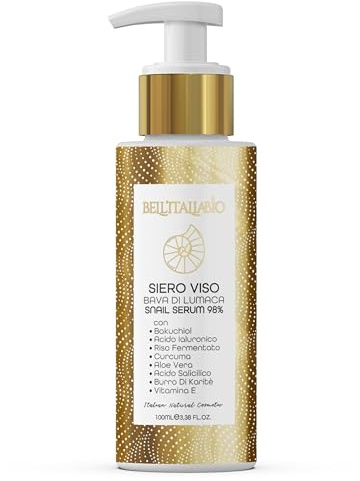 Siero Bava di Lumaca Viso Pura 90ml 98% Cruelty-Free Siero Antirughe Donna Uomo, Idratante Purificante Illuminante per Imperfezioni e Discromie, Cura Viso Donna e Skincare Uomo, Made In Italy
