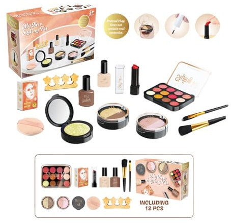 Set Trucco Bimbi – Giocattolo Imitazione Cosmesi Con 11 A?cessori Realistici | Kit Creativo Bellezza Giocoso, Set Di Makeup Sicuro E Atossico Gioco Di Ruolo Per Bambine 3–5 Anni