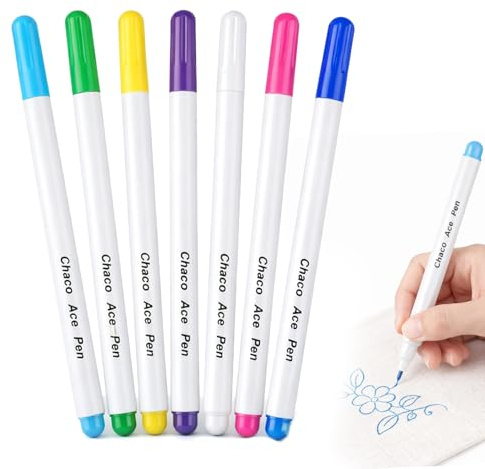 jhsaxza 7 Piece Fabric Chalk, Trick Marker Set, Self-Erasing, Water-Soluble Markers, Sewing Accessories for Cutting and Sewing Processes (7 Colours)