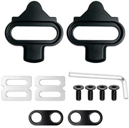 Cales pour pédales 2 Trous, Acier Robuste avec plaques antidérapantes et kit Complet, Disponibles SH51 12° flottement ou SH56 Multi-Release, Parfait pour VTT et vélo de Route, pédale Plate ou cl