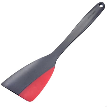 Westmark Pfannenschaber Flexi-Mini, Smal Spatel Med Flexibel Silikonkant För Att Vända Och Skrapa Utan Repor, Värmetålig Och Diskmaskinssäker, Svart/Röd, 24 Cm