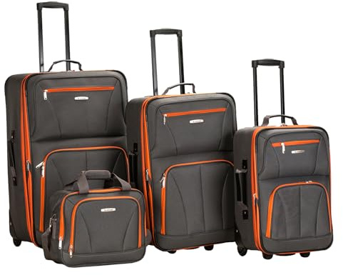 Rockland, Set di valigie Journey, morbide, verticali, Carbone, 4-Piece Set (14/19/24/28)