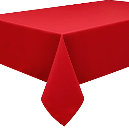 HomeDirectIE Extra Large Easy-Care Quality Rectangular Fabric Tablecloth Table Cover 140x240cm 55x94 Red
