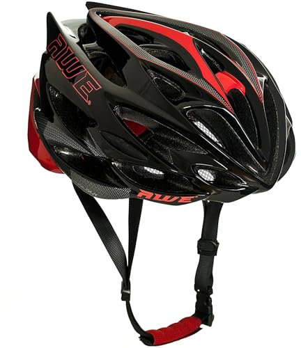 AWESpeed™ Bike Helmet Road Helmet Adult Mens Womens 58-61cm Bicycle Helmet Black/Red Large Adjustable Lightweight Enduro/Freeride *AWE 5 year Crash Replacement Policy, CE-EN 1078:2012:A1:2012 standard