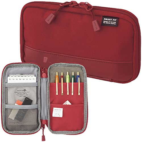 LIHITLAB Compact Pen Case (Pencil Case), Water & Stain Repellent,3.5 x 6.5'', Red (A7687-3)