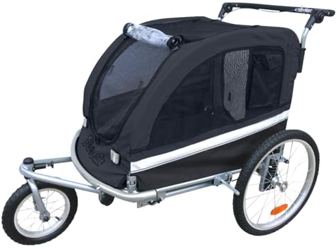 Large Pet Dog Stroller and Bike Bicycle Trailer with Suspension/Shocks (Black)
