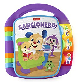Fisher-Price Ríe y Aprende Libro Interactivo de Aprendizaje Cancionero, Juguete con Luces y Sonidos para bebé +6 Meses, versión español (FRC69)
