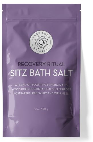Pure Body Naturals Sitz Bath Salt – Postpartum Care and Hemorrhoid Comfort – Natural Soak for Self Care and Hemorrhoid, Post Partum Essentials, 32 Oz