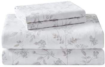 Laura Ashley - Komplettes Bettlaken-Set, Baumwoll-Flanell-Bettwäsche, gebürstet für zusätzliche Weichheit und Komfort (Fawna Grey, Full)