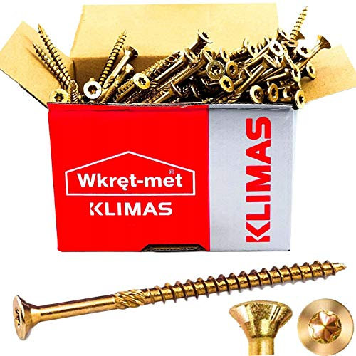 Wkret-Met Tornillo para madera con cabeza avellanada y accionamiento Torx, 8 x 220 mm, TX40, 50 unidades