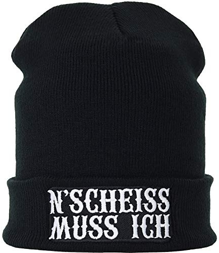 Stickad mössa: A N`SCHEISS måste jag/roligt talesätt cyklist motorcykel tung metall vintermössa/yllemössa/unisex män kvinnor huva/sjömanshatt arbetsmössa brätte lång beanie mössa