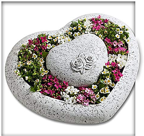 Kieskönig Pflanzschale Pflanzgefäss Herz Garten Blume Grab Rose Grabschmuck 30 x 7 x 25 cm