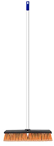 Balai de jardin robuste pour l'extérieur - Brosse rigide rigide et poignée en métal pour balayer votre cour, jardin et terrasse - 35,6 cm