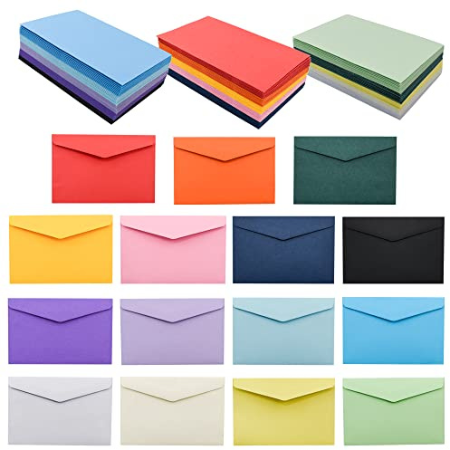 VANRA 150-pack minikuvert 15 blandade färger för presentkortskuvert, kartong, indexkort, visitkortskuvert (10 x 6,9 cm)