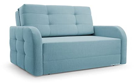 mb-moebel MOEBLO Kindersofa Porto 120 – Schlafsessel Sofa Sessel Jugendsofa Schlafsofa 2-Sitzer Gästebett mit Schlaffunktion und Bettkasten Hellblau (BRAGI 80)